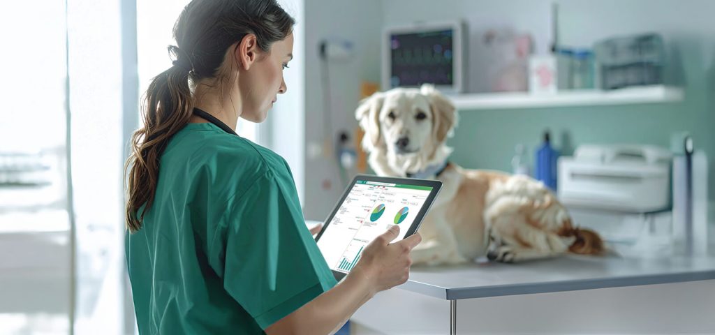 veterinarian using software